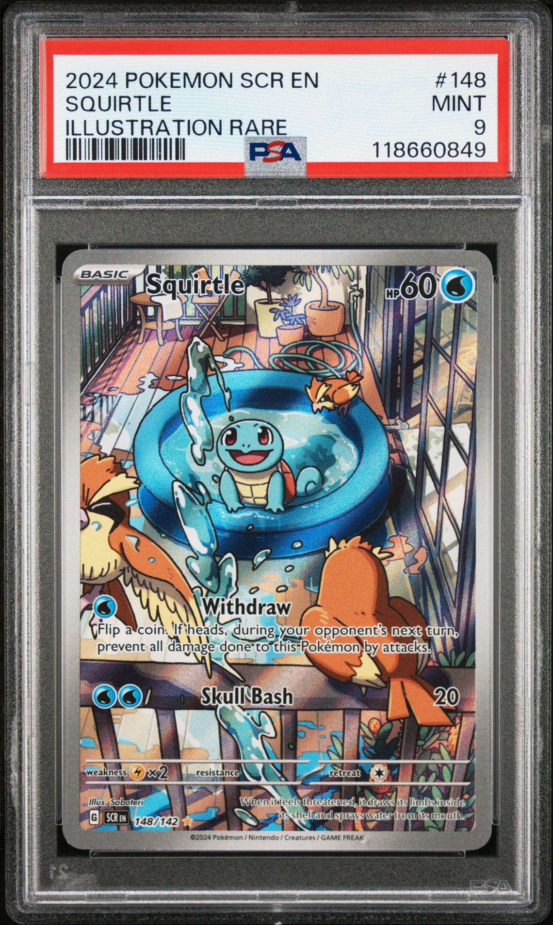 2024 Pokemon Scr En-Stellar Crown Squirtle #148 (Illustration Rare) Mint 9 front
