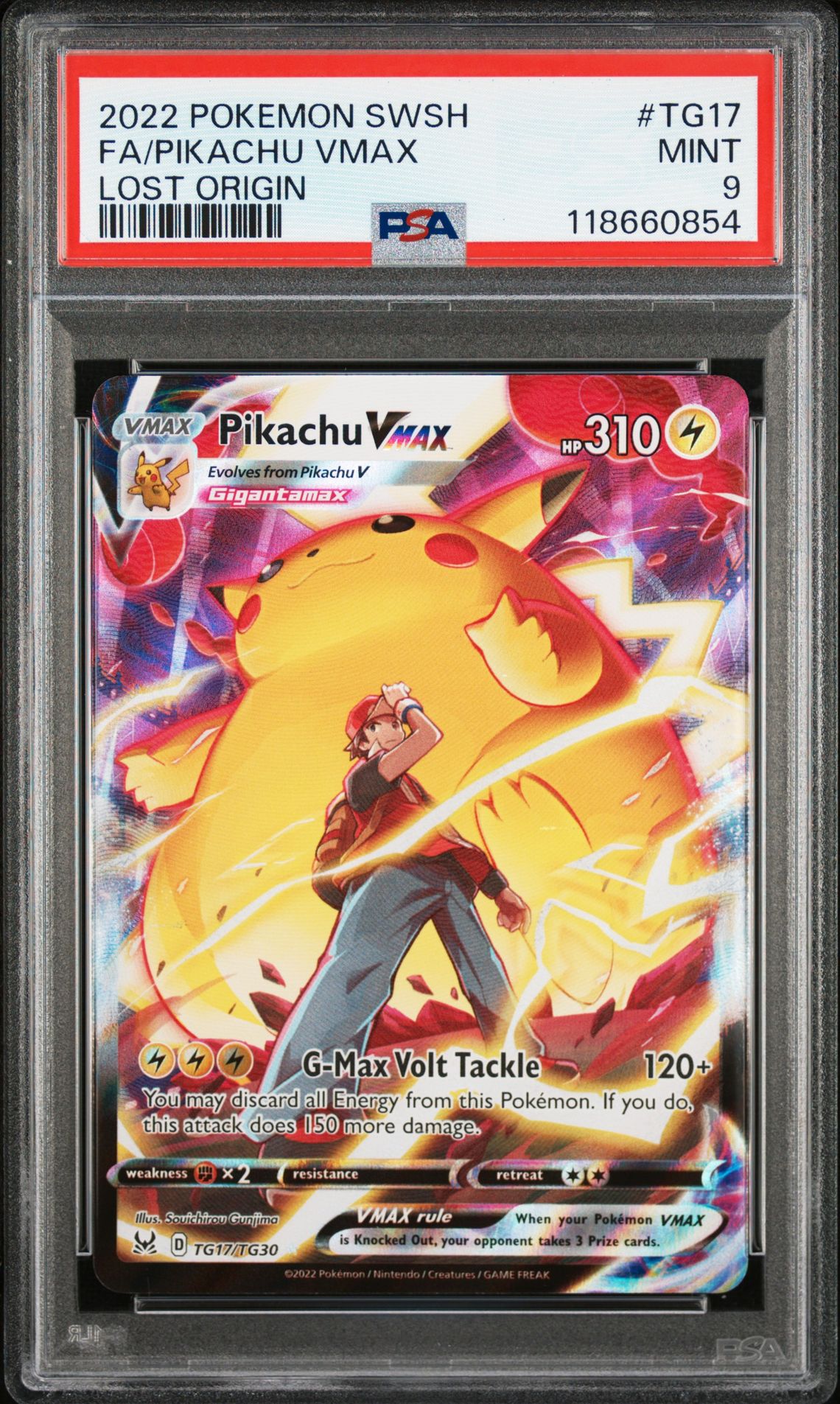 2022 Pokemon Sword & Shield Lost Origin Fa/Pikachu Vmax #Tg17 (Lost Origin) Mint 9 front