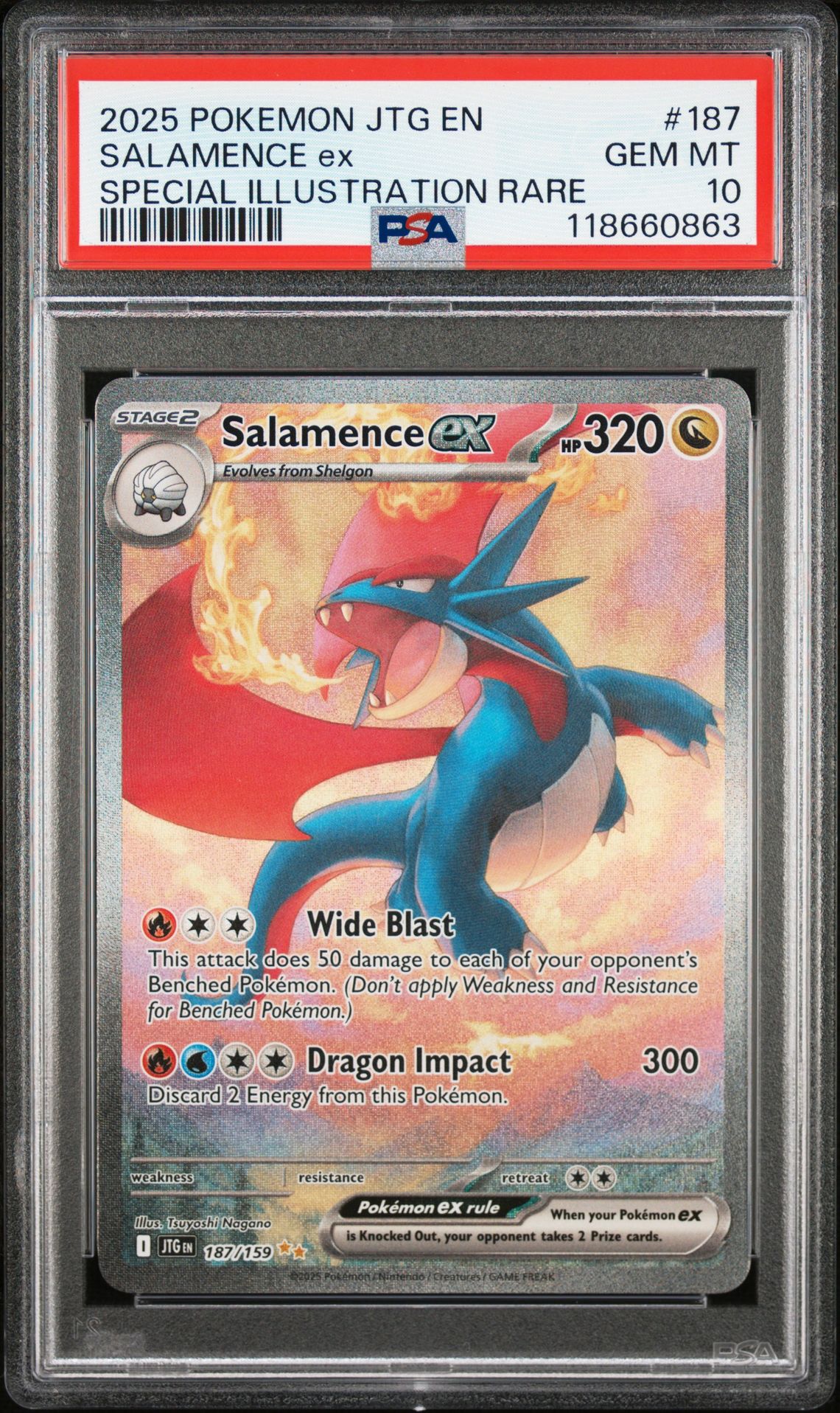 2025 Pokemon Jtg En-Journey Together Salamence Ex #187 (Special Illustration Rare) Gem Mt 10 front