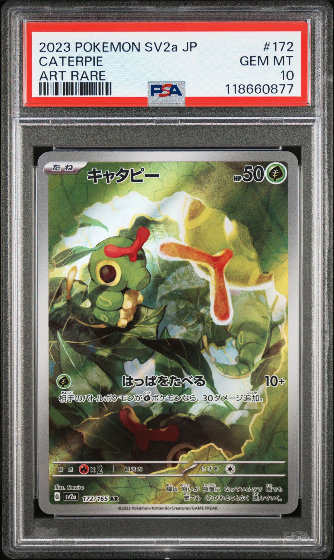 2023 Pokemon Japanese Sv2A-Pokemon 151 Caterpie #172 (Art Rare) Gem Mt 10 front