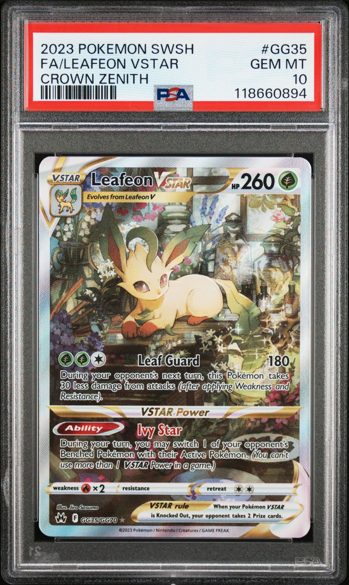 2023 Pokemon Sword And Shield Crown Zenith Fa/Leafeon Vstar #Gg35 (Crown Zenith) Gem Mt 10 front