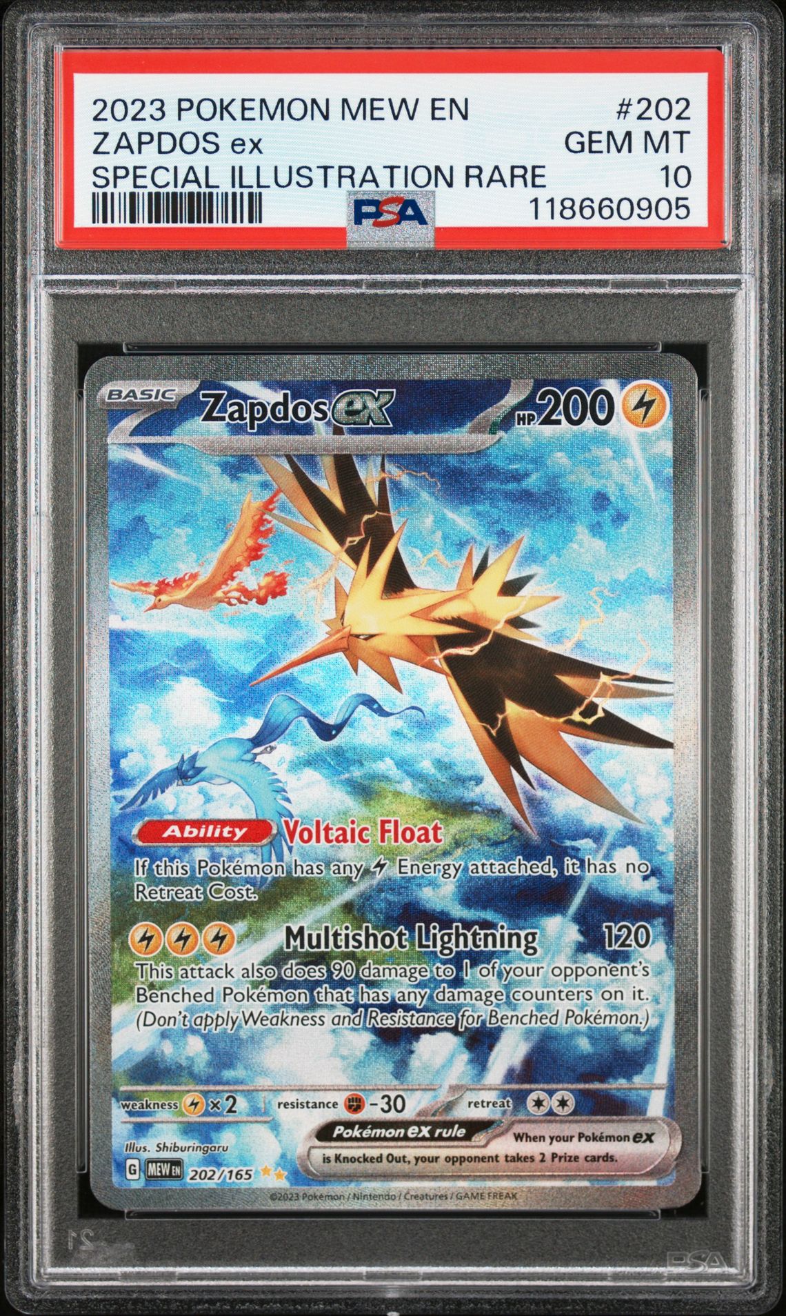 2023 Pokemon Mew En-151 Zapdos Ex #202 (Special Illustration Rare) Gem Mt 10 front
