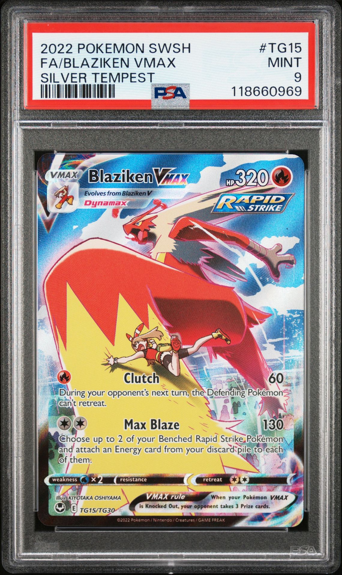 2022 Pokemon Sword & Shield Silver Tempest Fa/Blaziken Vmax #Tg15 (Silver Tempest) Mint 9 front