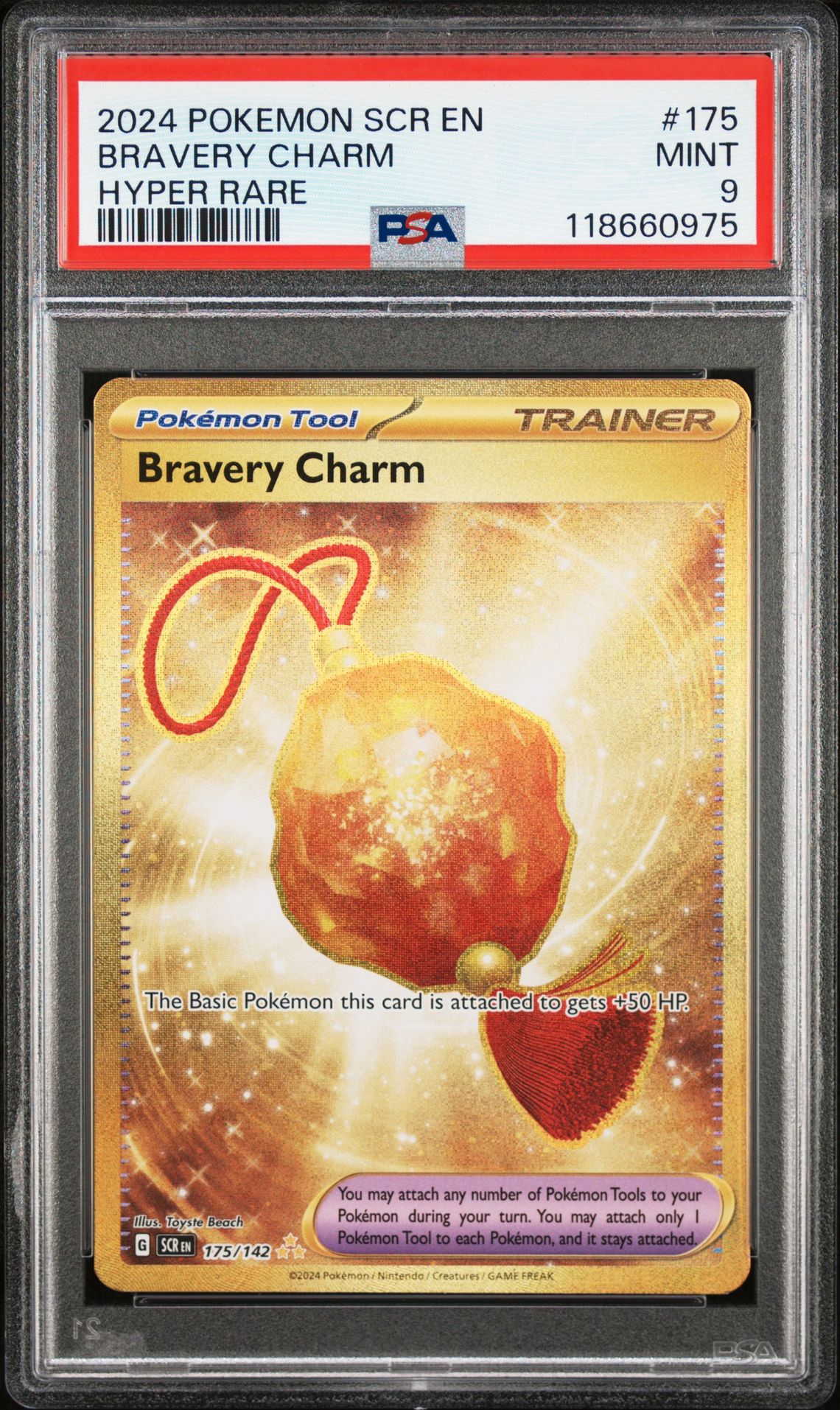 2024 Pokemon Scr En-Stellar Crown Bravery Charm #175 (Hyper Rare) Mint 9 front
