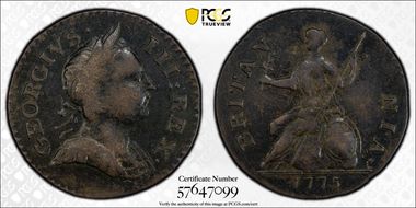 ''1775'' 1/2P Machin's Mills AU50BN