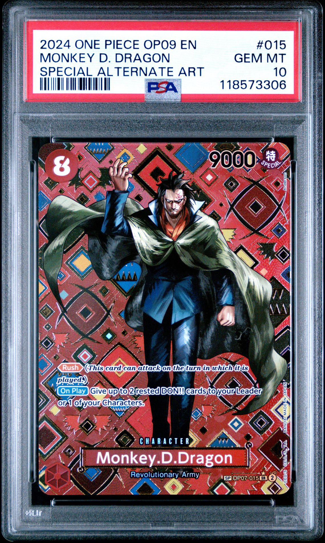 2024 One Piece ONE PIECE OP09-EMPERORS IN THE NEW WORLD SPECIAL ALTERNATE ART #015 Monkey D. Dragon front