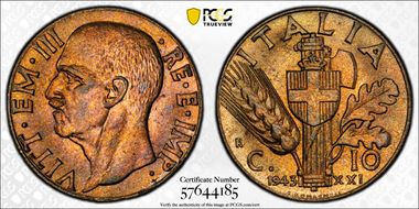 1943-R 10C KM-74a MS65