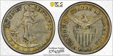 1913-S 20C AU50