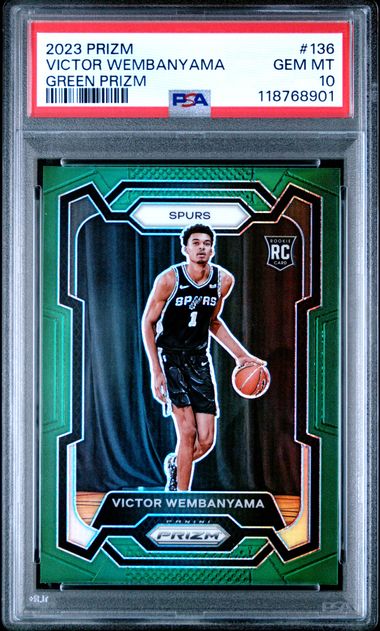 2023 Panini PANINI PRIZM GREEN PRIZM #136 Victor Wembanyama front