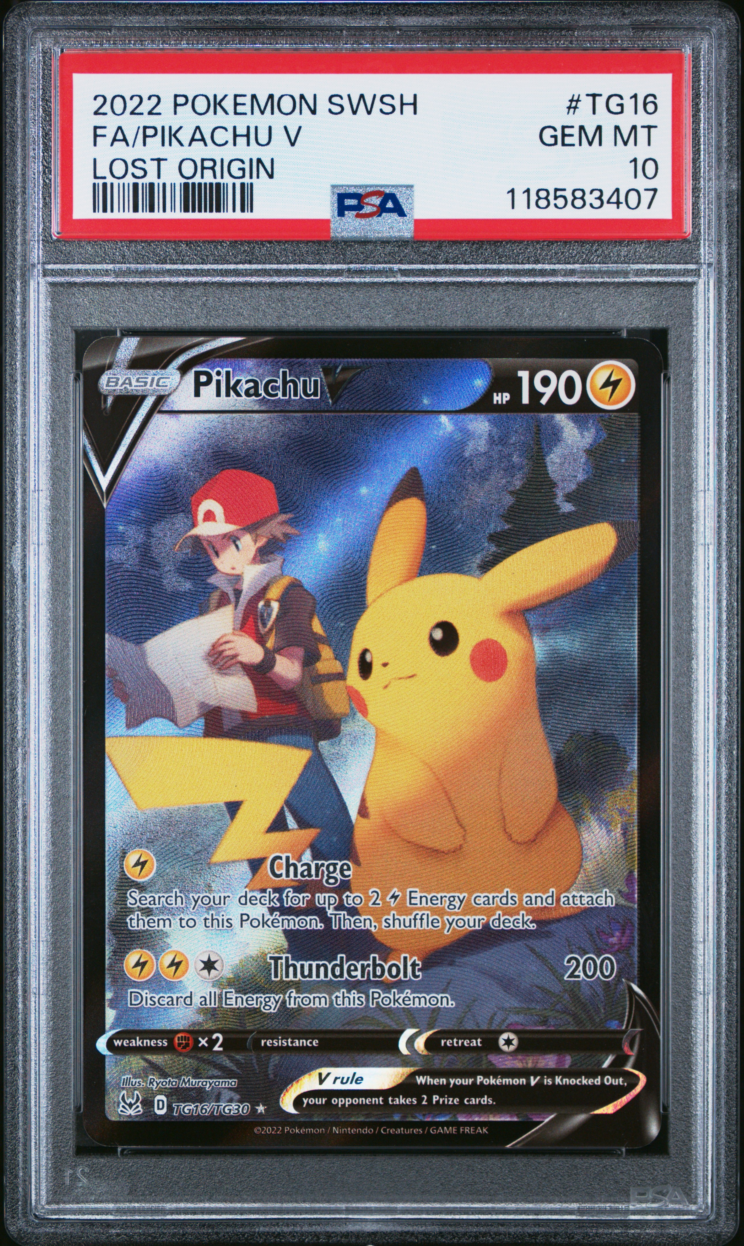 2022 #TG16 Full Art/Pikachu V PSA 10 Sword & Shield Lost Origin