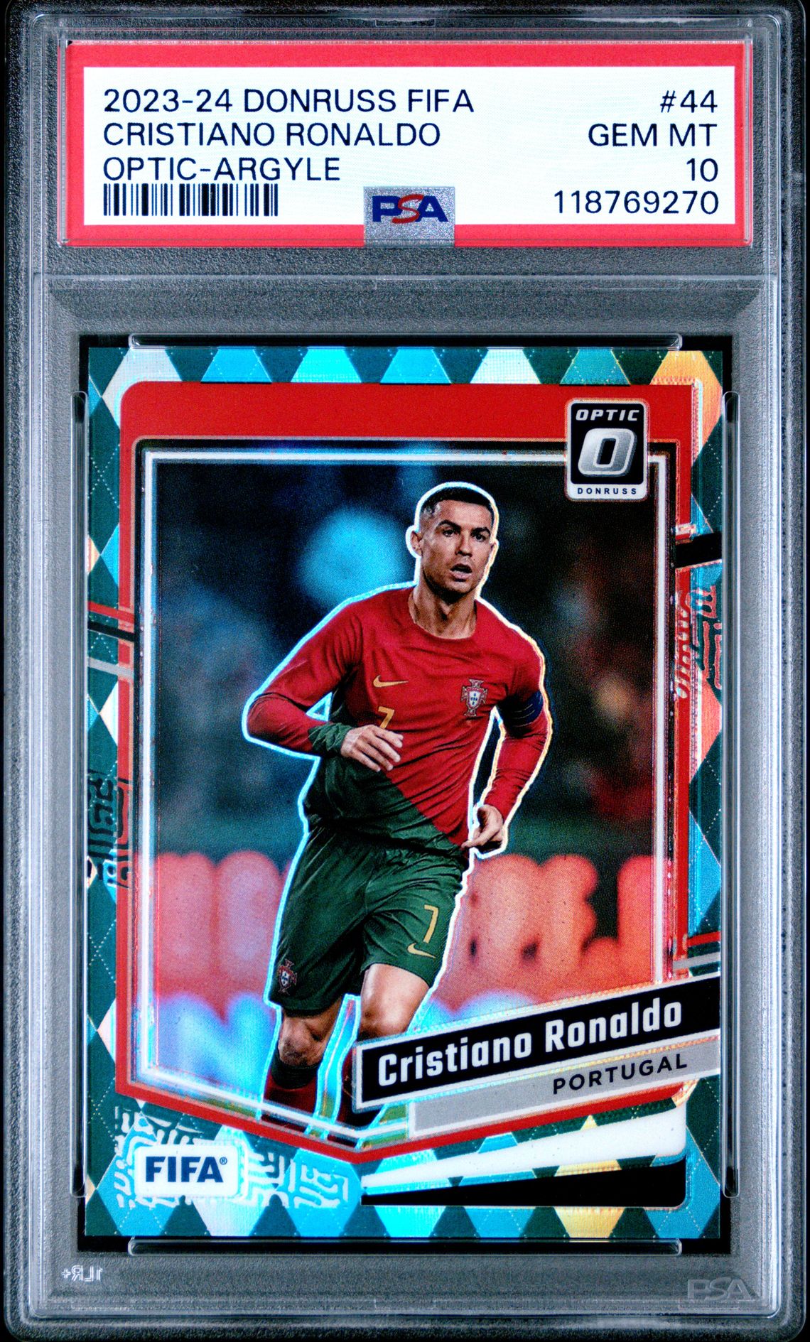 2023-24 Panini Donruss Fifa Cristiano Ronaldo #44 (Optic-Argyle) Gem Mt 10 front