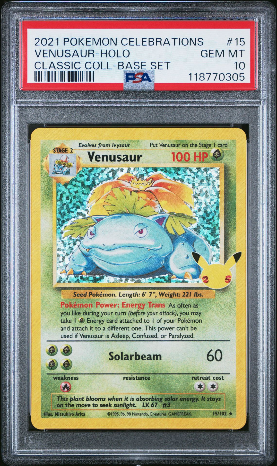 2021 Pokemon POKEMON CELEBRATIONS CLASSIC COLLECTION BASE SET #15 Venusaur-Holo front