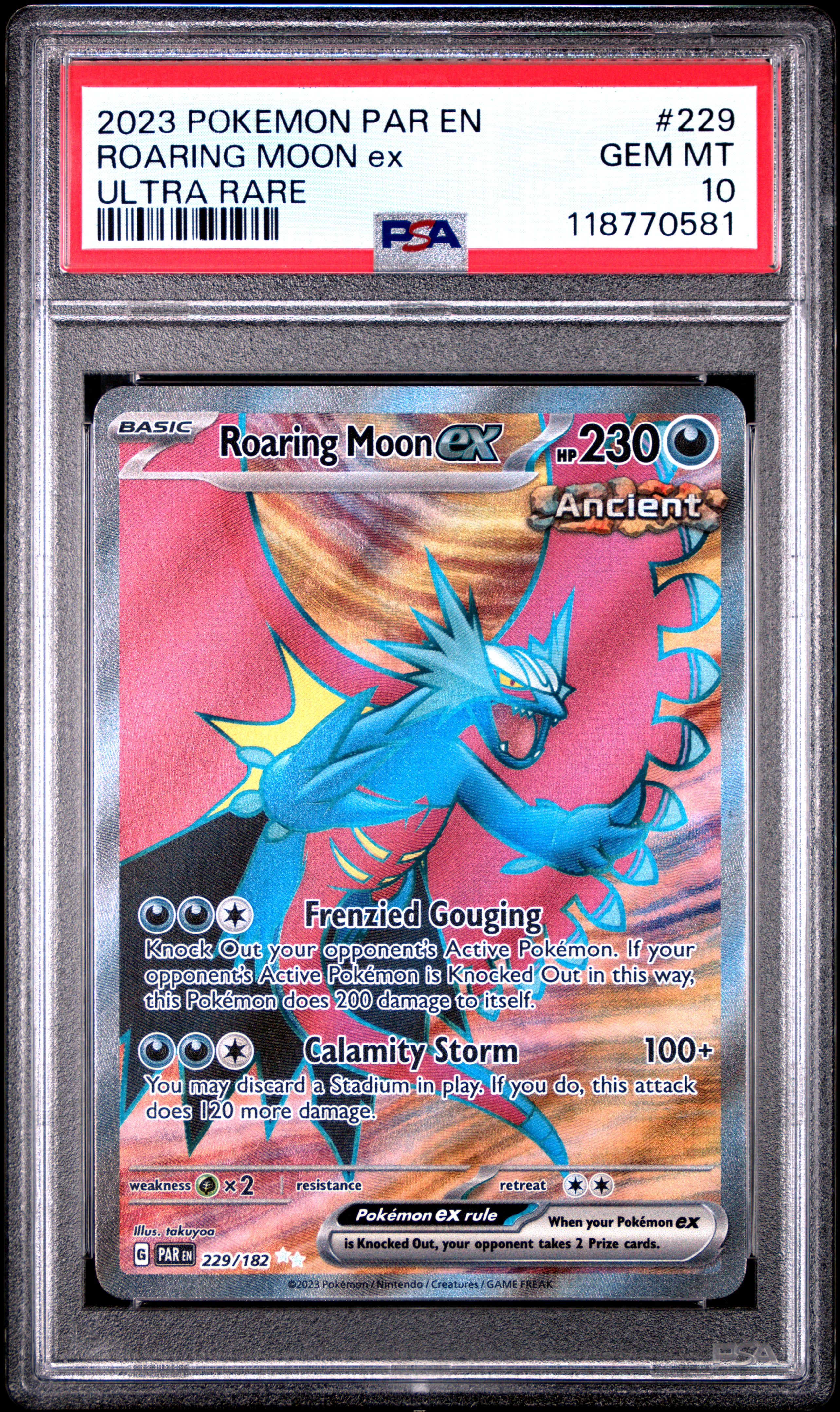 2023 #229 Roaring Moon EX PSA 10 Par EN-Paradox Rift