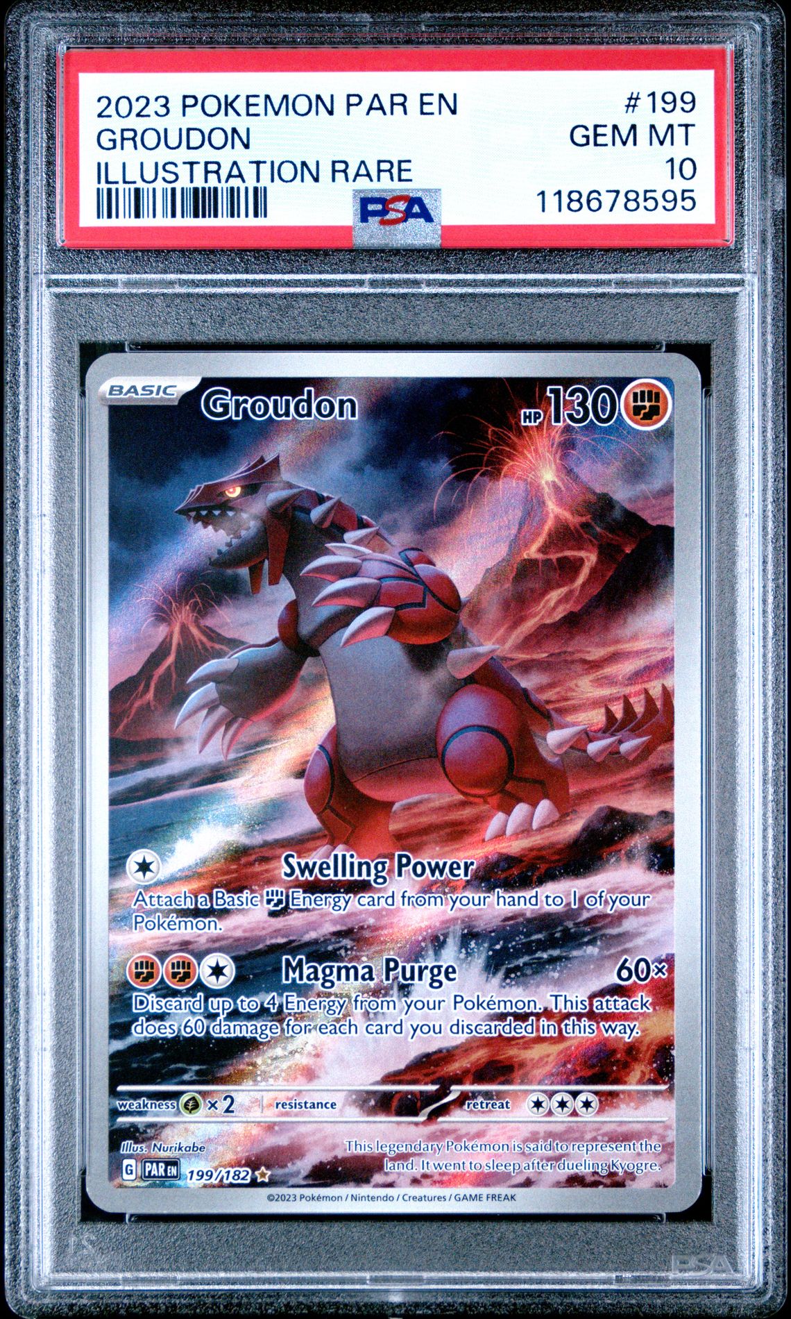 2023 Pokemon Par En-Paradox Rift Groudon #199 (Illustration Rare) Gem Mt 10 front