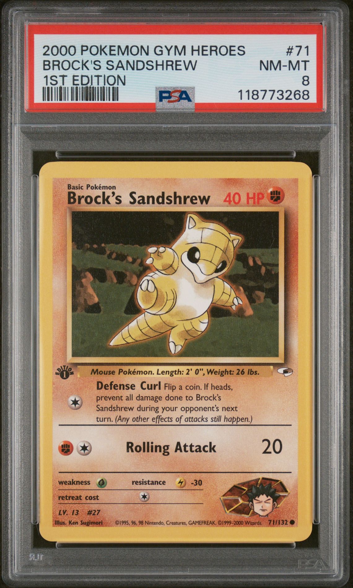 2000 Pokemon POKEMON GYM HEROES 1ST EDITION #71 Brock's Sandshrew front