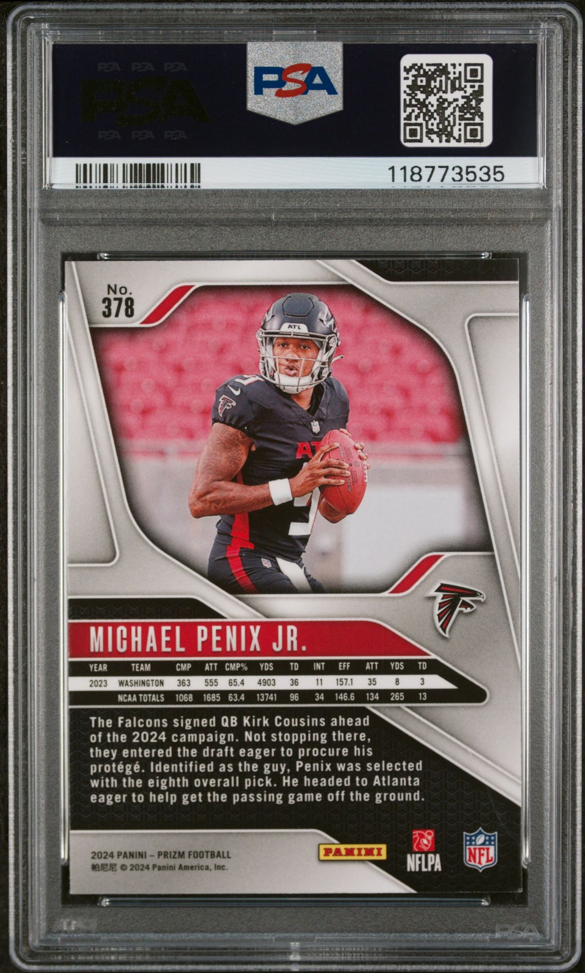 2024 Panini Prizm Michael Penix Jr. #378 Nm-Mt 8 back
