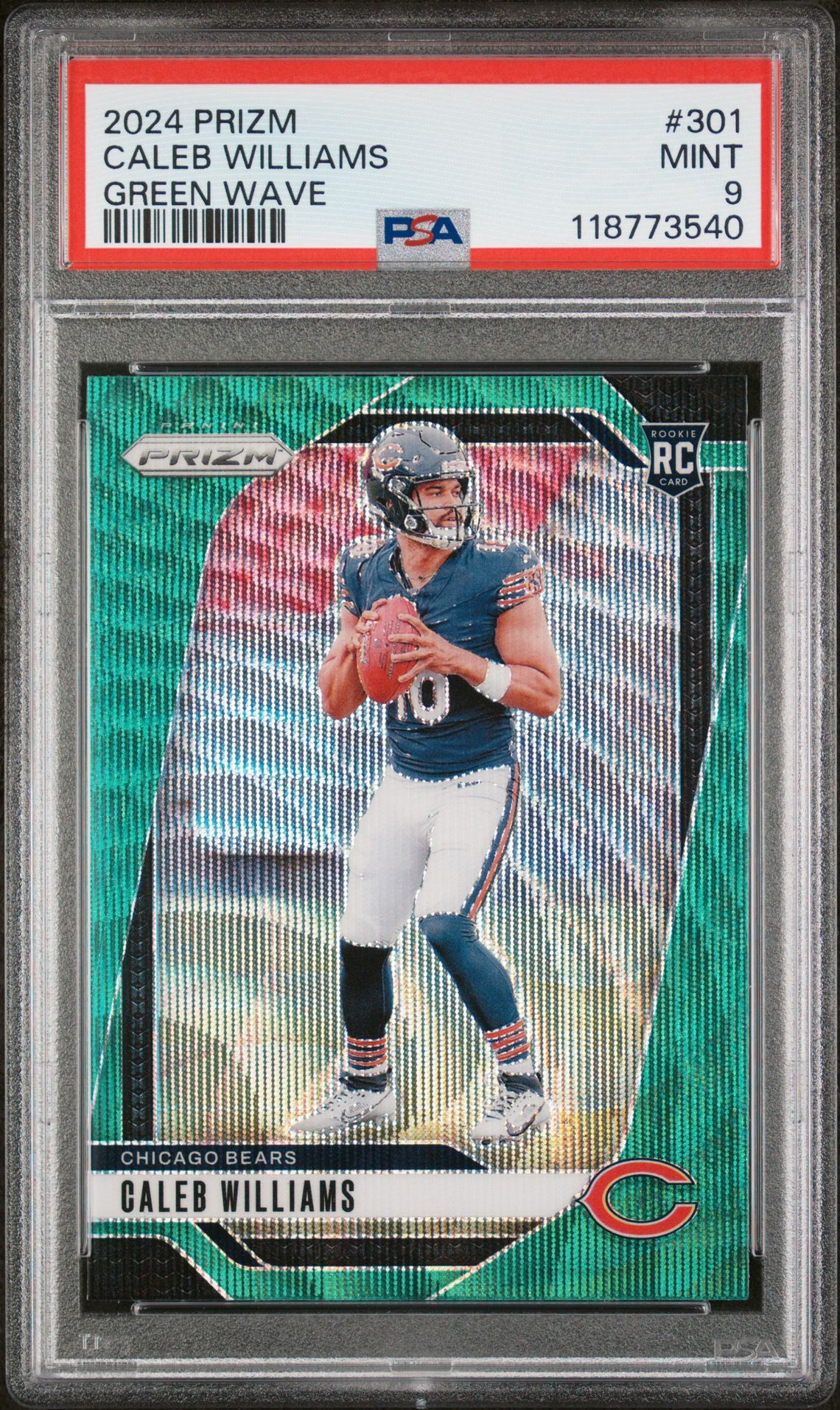 2024 Panini Prizm Caleb Williams #301 (Green Wave) Mint 9 front