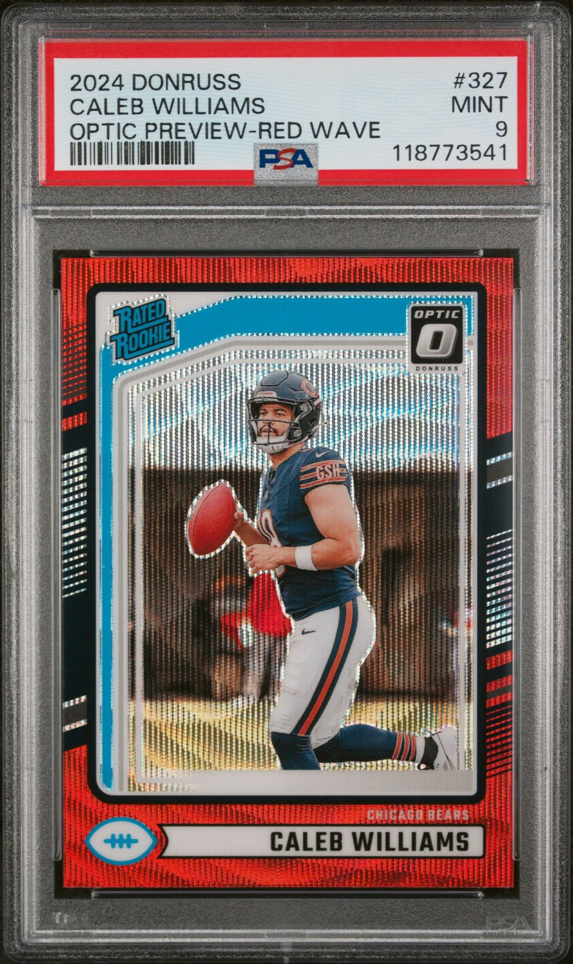 2024 Panini Donruss Caleb Williams #327 (Optic Preview-Red Wave) Mint 9 front