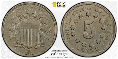 1868 5C AU50