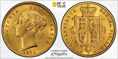 1872-S 1/2 Sov S-3862A AU58