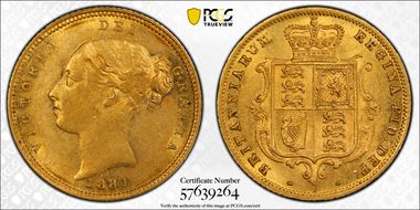 1881-S 1/2 Sov S-3862D Cross not Buried AU55