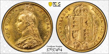 1893-M 1/2 Sov S-3870B Jubilee Head MS61