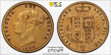 1882-M 1/2 Sov S-3863A Fourth Head AU50
