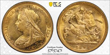 1899-M 1/2 Sov S-3879 AU58