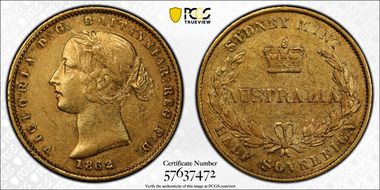 1862-SY 1/2 Sov AU53