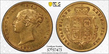 1871-S 1/2 Sov S-3862 AU55