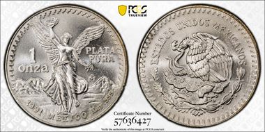 1991-Mo Onza Libertad Ag T1 - PLATA PURA MS69