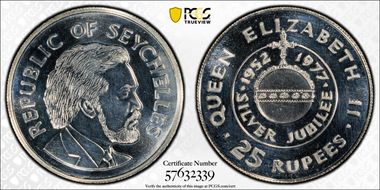 1977 25 Rup Silver Jubilee MS64