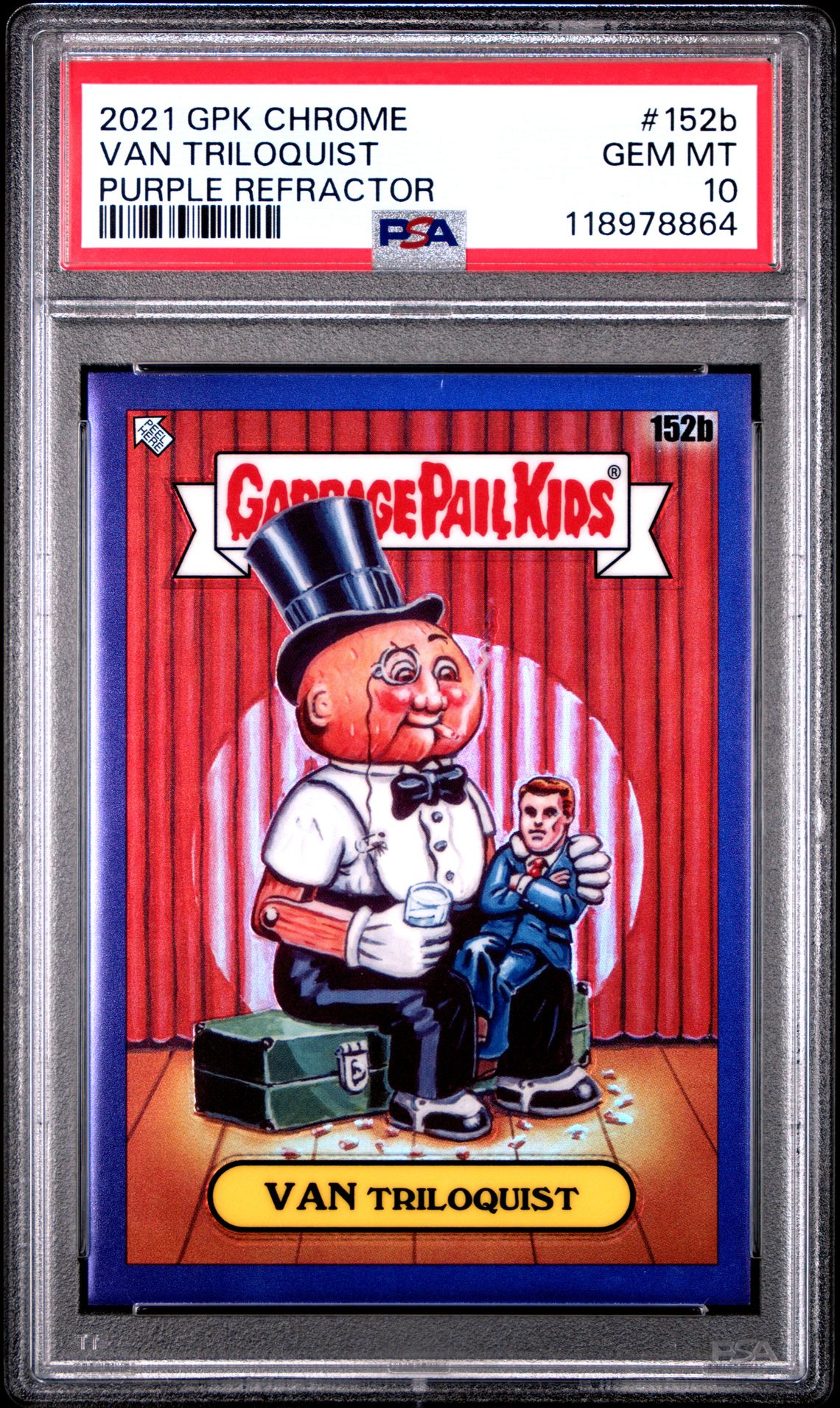 2021 Topps GARBAGE PAIL KIDS CHROME Purple Refractor #152B Van Triloquist front