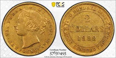 1888 $2 D-3 Dot L&R of NFLD AU50