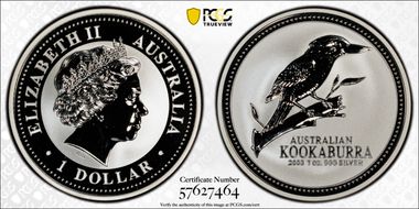 2003 $1 Kookaburra Ag MS70