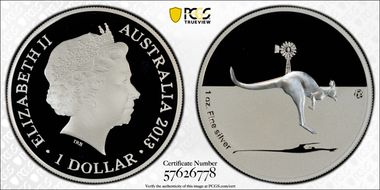 2013 $1 Kangaroo Ag F15 Privy PR70DCAM