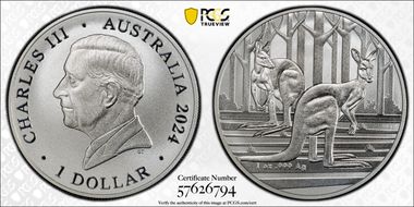 2024 $1 Kangaroo Ag MS70