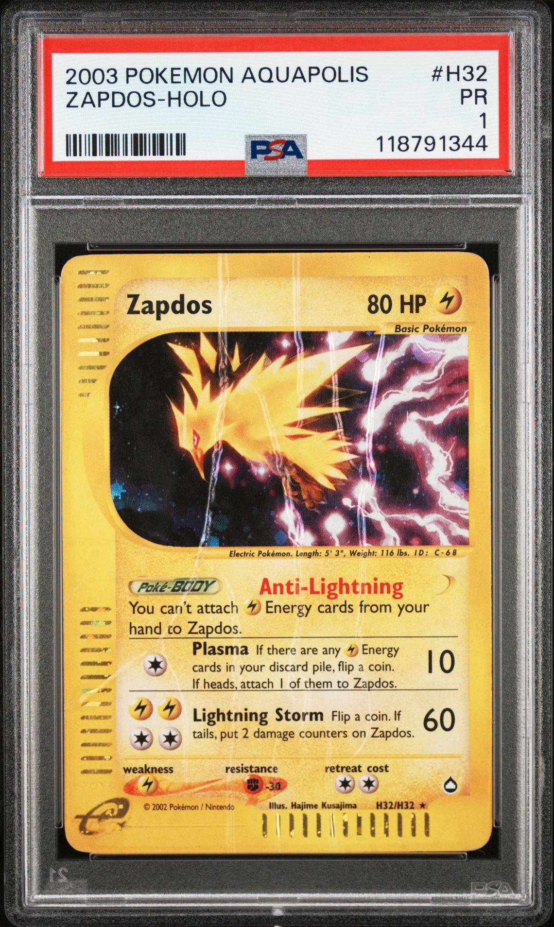 2003 Pokemon POKEMON AQUAPOLIS Holo #H32 Zapdos-Holo front