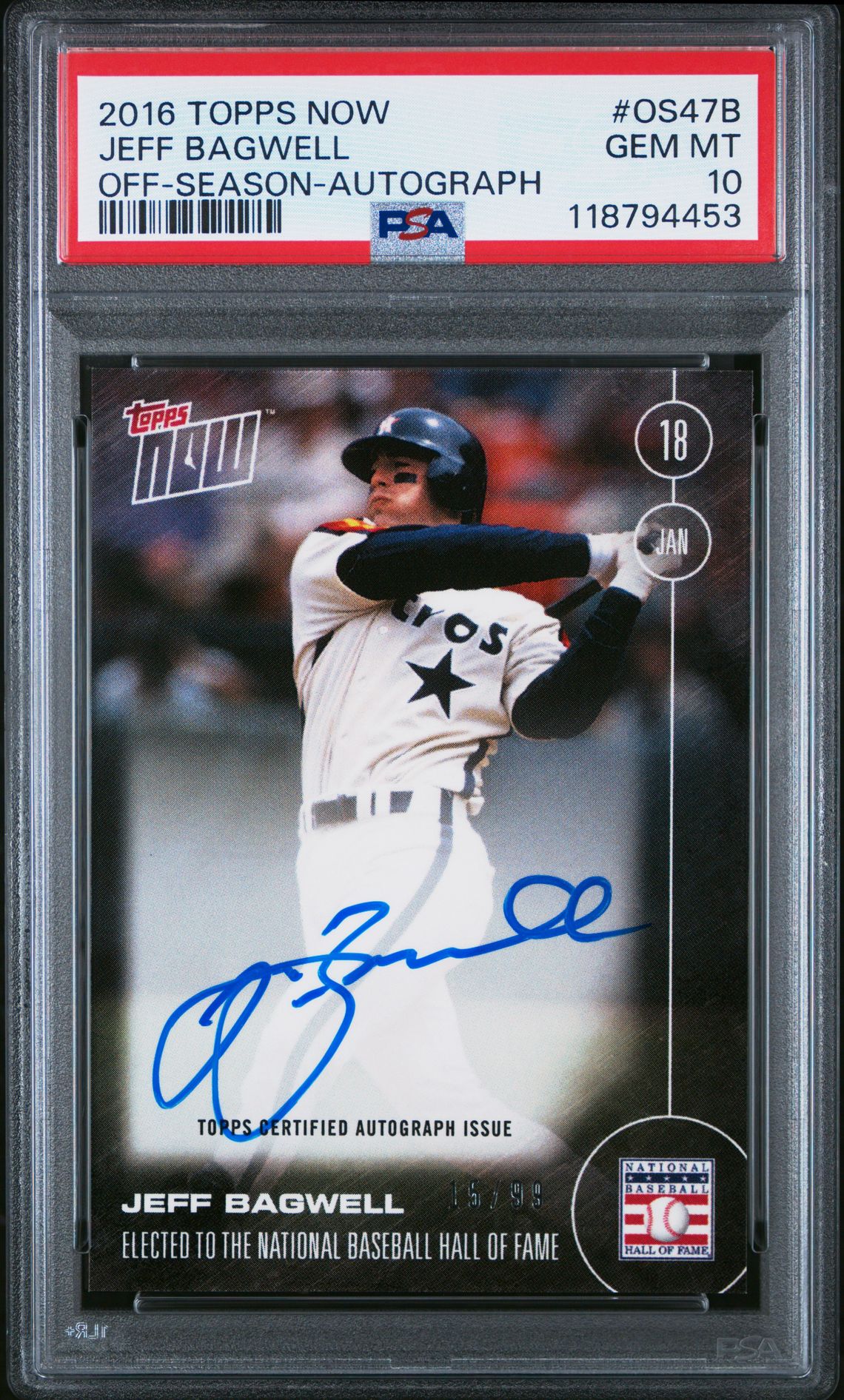 2016 Topps TOPPS NOW OFF-SEASON SEASON-AUTOGRAPH #OS47B Jeff Bagwell front
