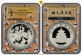 2025 10 Yn Panda Silver Panda 2023 Yellow Lbl. (L#355) MS70