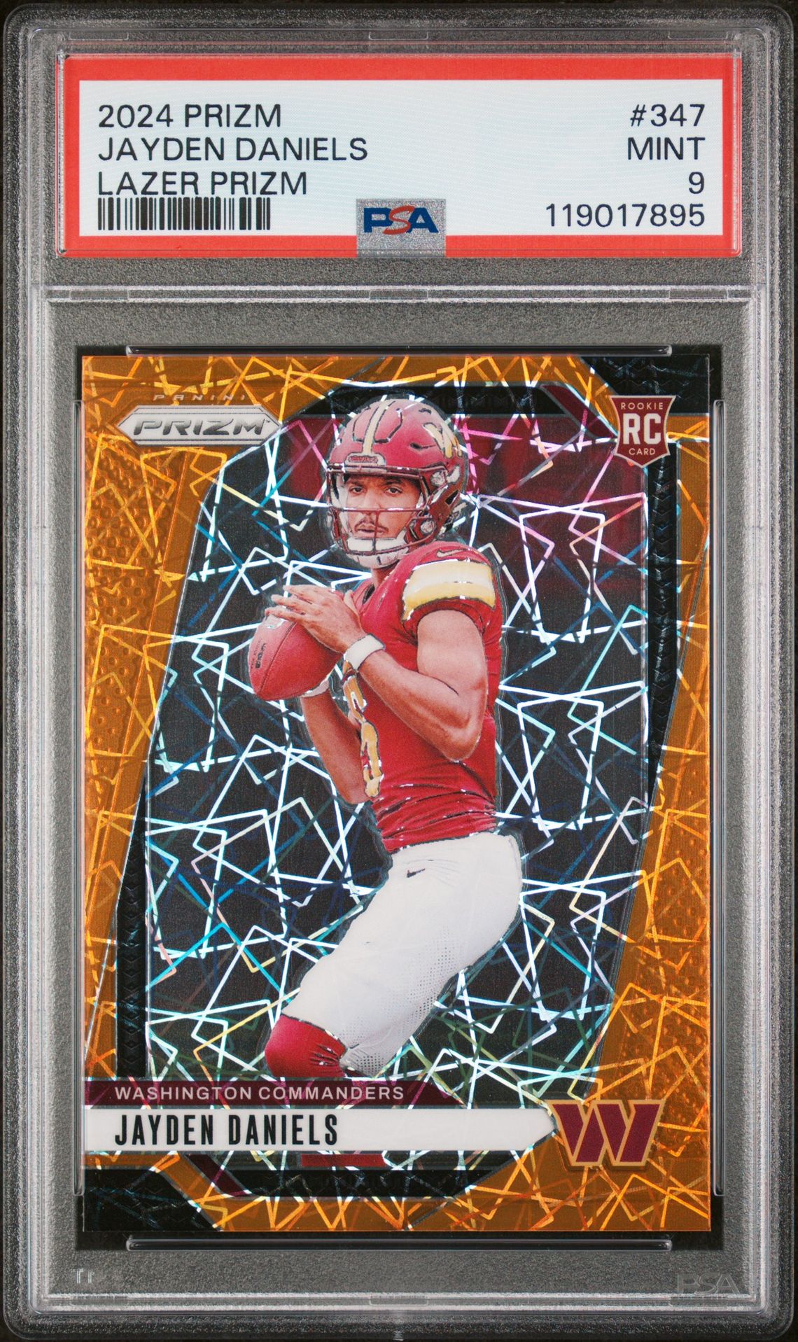 2024 Panini Prizm Jayden Daniels #347 (Lazer Prizm) Mint 9 front