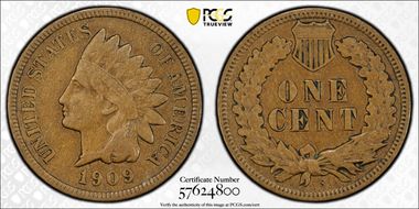 1909-S 1C Indian VF20BN