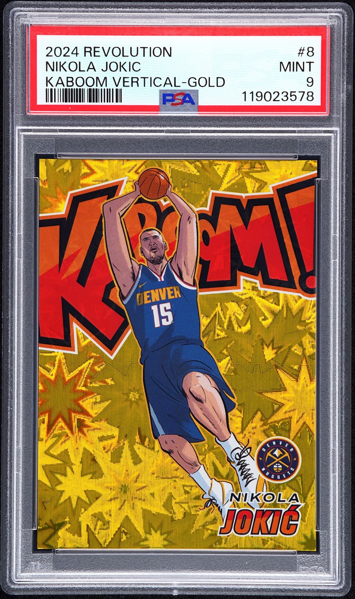 2024 Panini PANINI REVOLUTION KABOOM! VERTICAL Gold #8 Nikola Jokic front