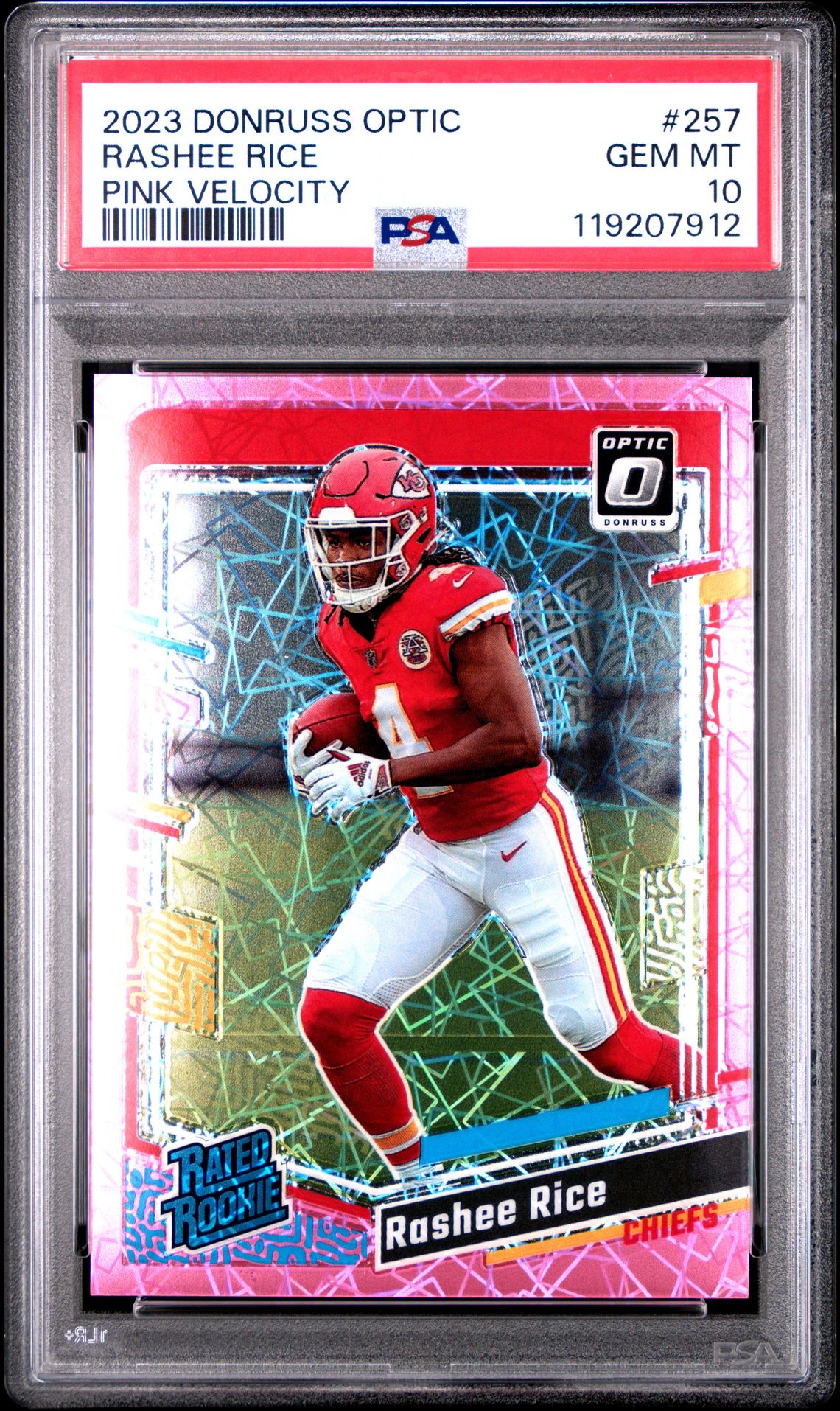 2023 Panini Donruss Optic Rashee Rice #257 (Pink Velocity) Gem Mt 10 front