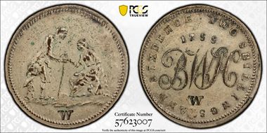 1788 Tk 1/2 Cr DH-1a Warwickshire Birmingham, Silvered-AE AU50