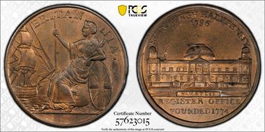 1796 Tk 1/2D DH-52 Lothian, Edinburgh MS65RB