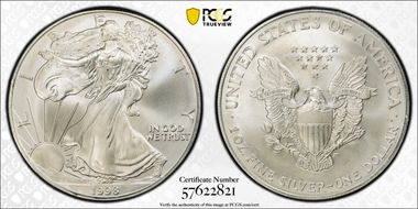 1998 $1 Silver Eagle MS69