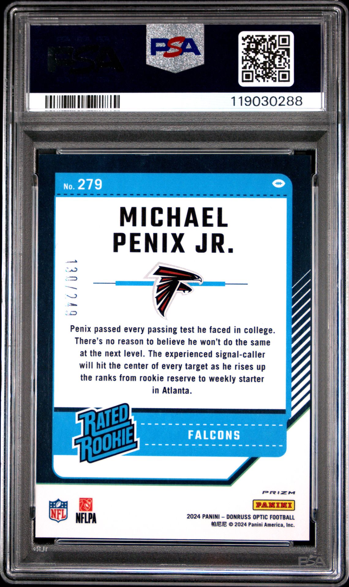 2024 Panini Donruss Optic Michael Penix Jr. #279 (Orange) Mint 9 back