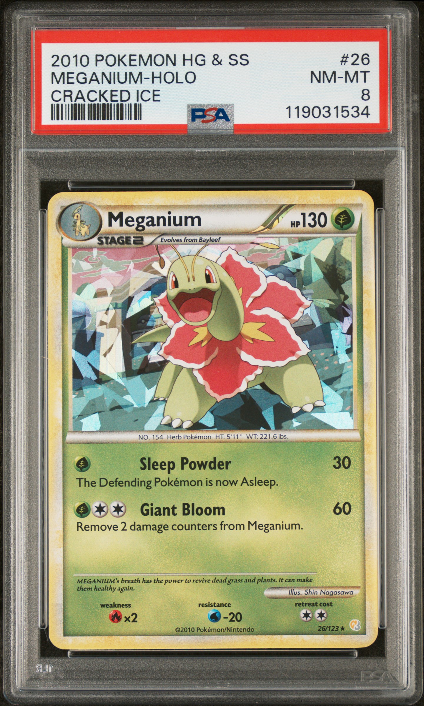 2010 #26 Meganium-Holo PSA 8 Heartgold & Soulsilver