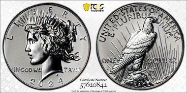 2024-S $1 Peace Dollar Rev PR Two-Coin Reverse Proof Set PR70